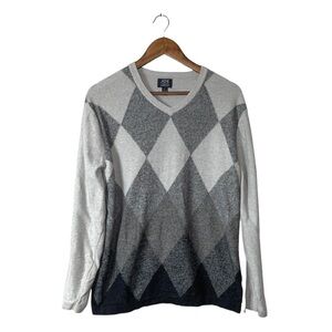 Joe Joseph Abboud Gray Argyle Sweater Cotton Fall Work Office Career Size Large